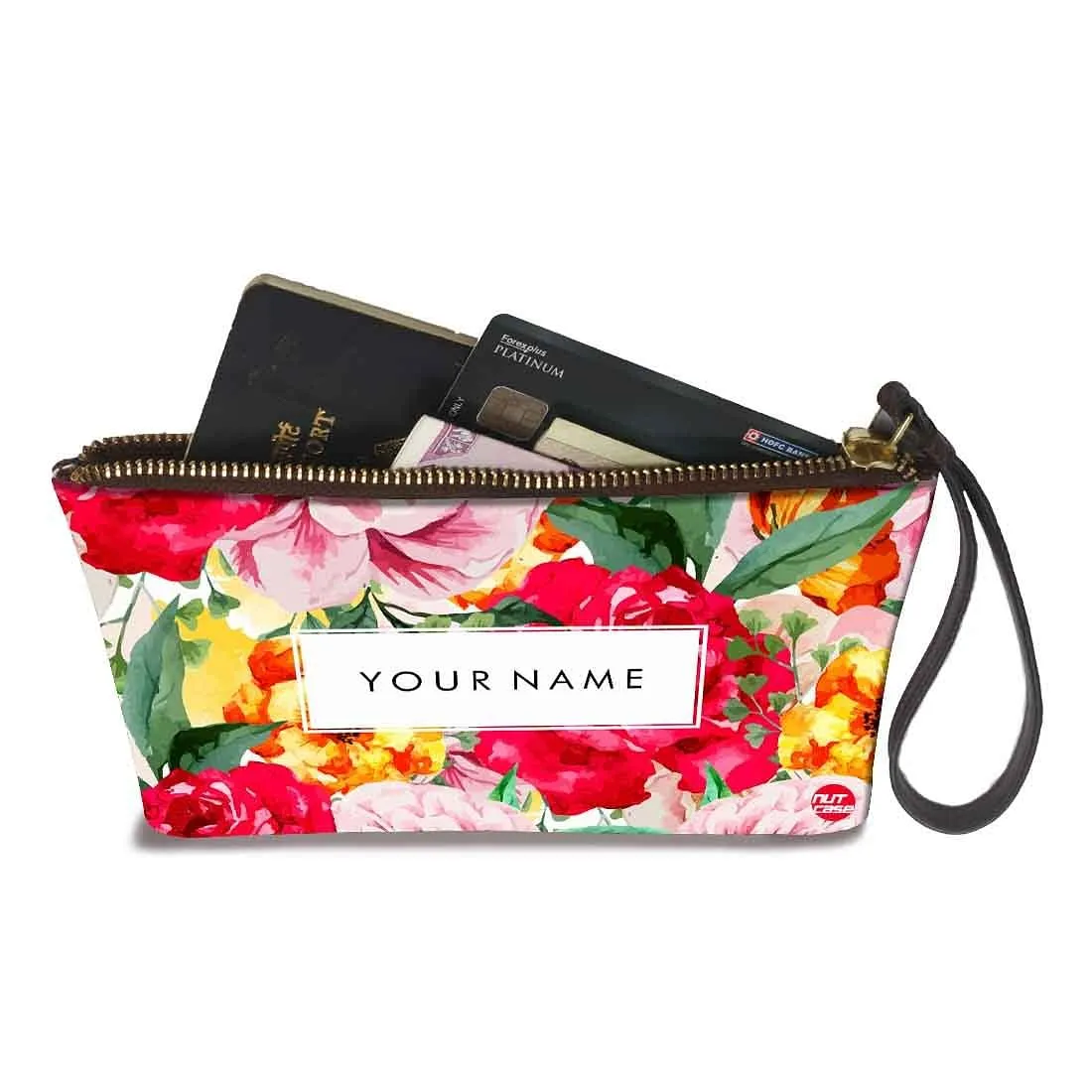 Small Leather Coin Purse - Red Rose