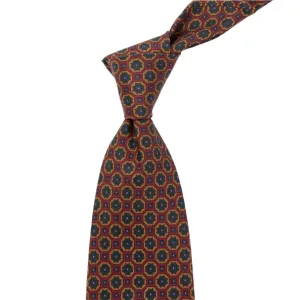 Sovereign Grade Crimson/Green Floral Medallion Ancient Madder Tie