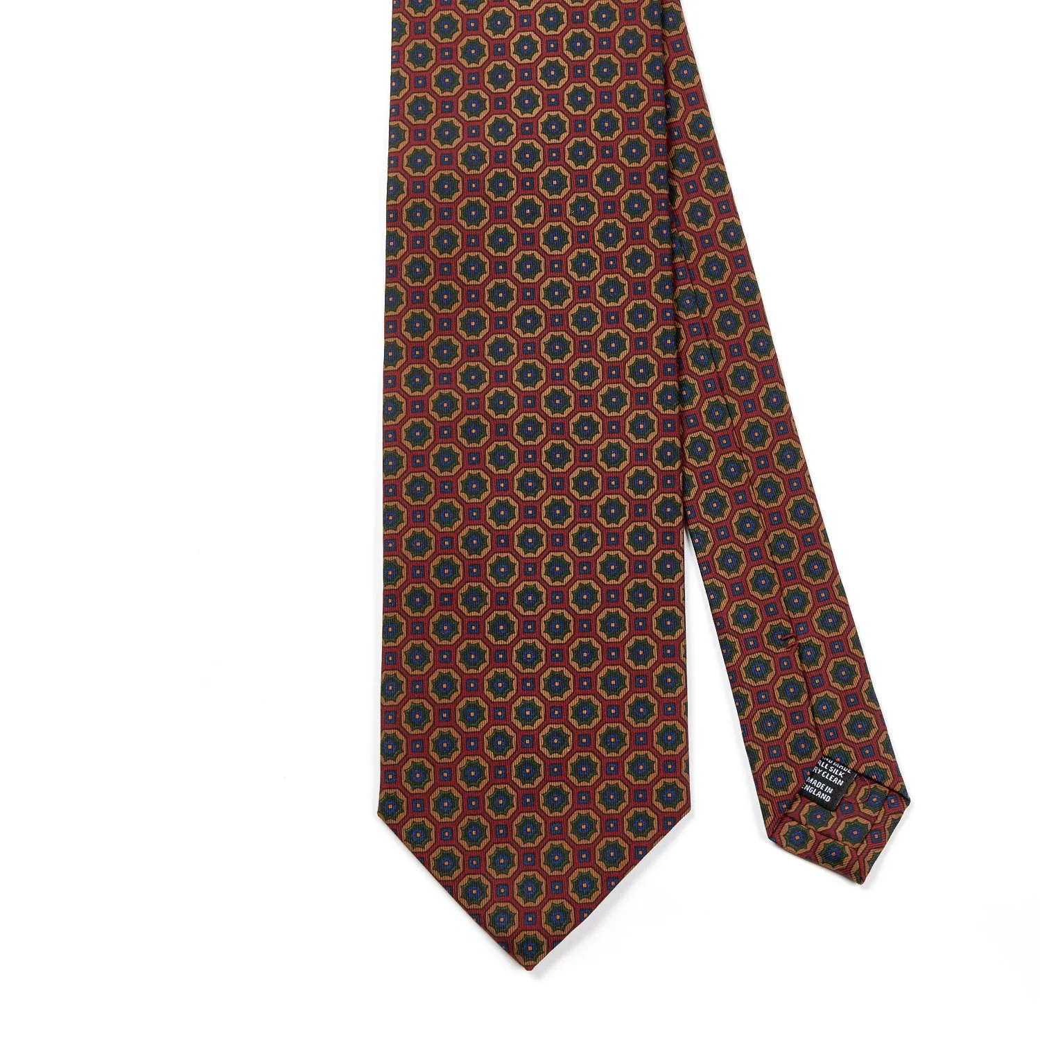 Sovereign Grade Crimson/Green Floral Medallion Ancient Madder Tie