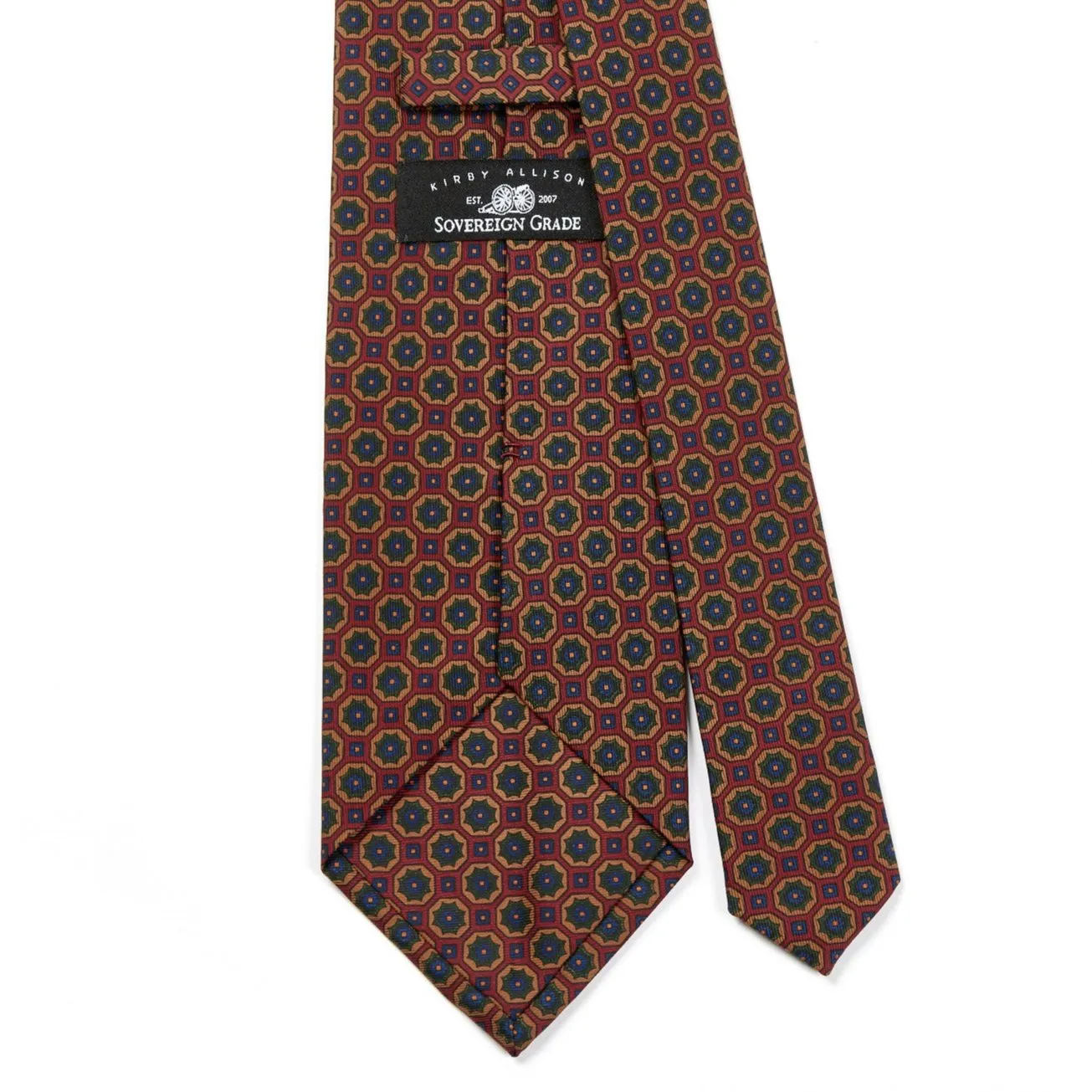 Sovereign Grade Crimson/Green Floral Medallion Ancient Madder Tie