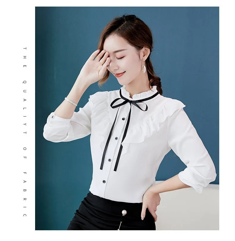 VenusFox Korean Ruffles Elegant Shirt