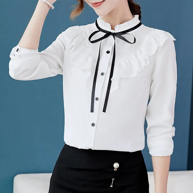 VenusFox Korean Ruffles Elegant Shirt