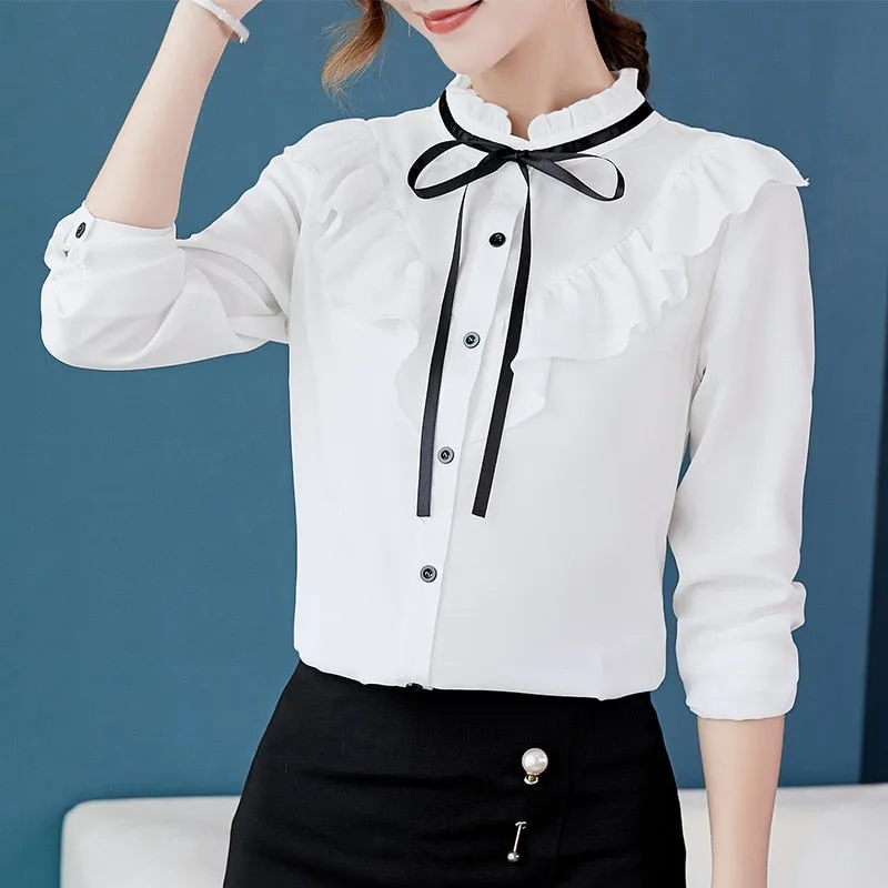 VenusFox Korean Ruffles Elegant Shirt