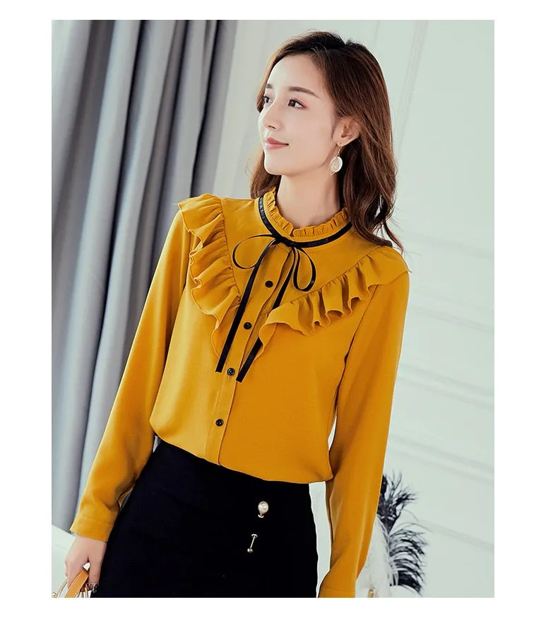 VenusFox Korean Ruffles Elegant Shirt