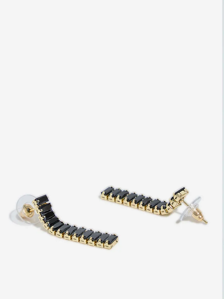 Westside Accessories Black Stone Line Earrings