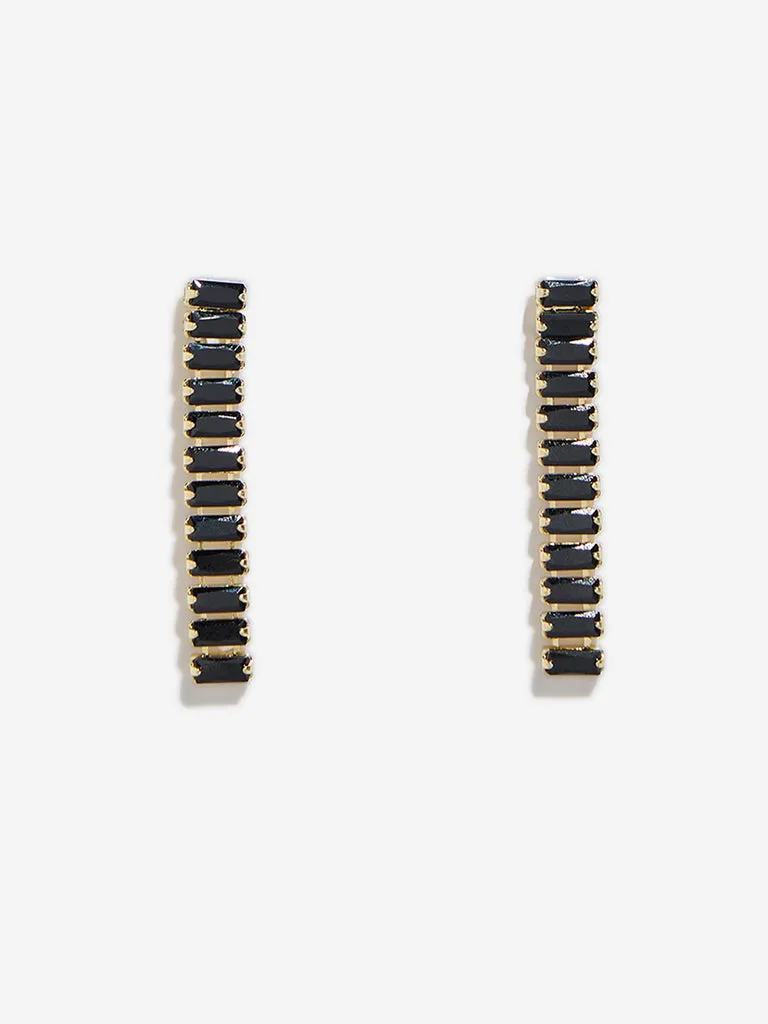 Westside Accessories Black Stone Line Earrings