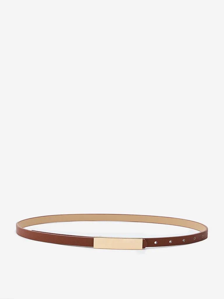 Westside Accessories Brown Plated Buckle Belt