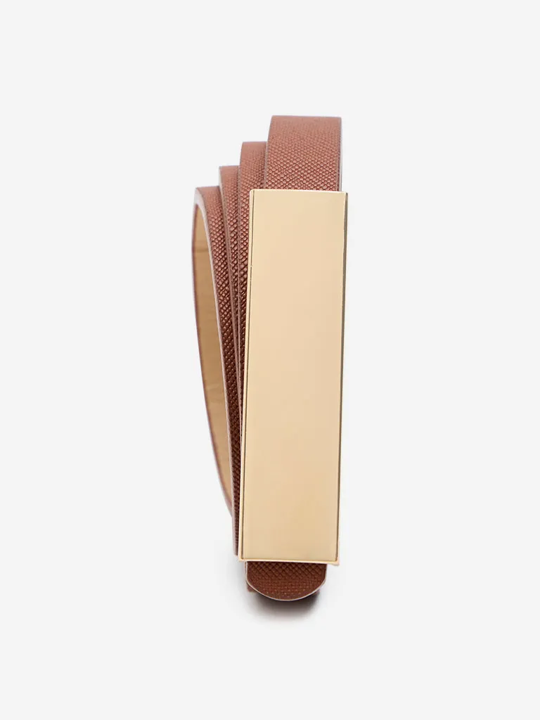 Westside Accessories Brown Plated Buckle Belt