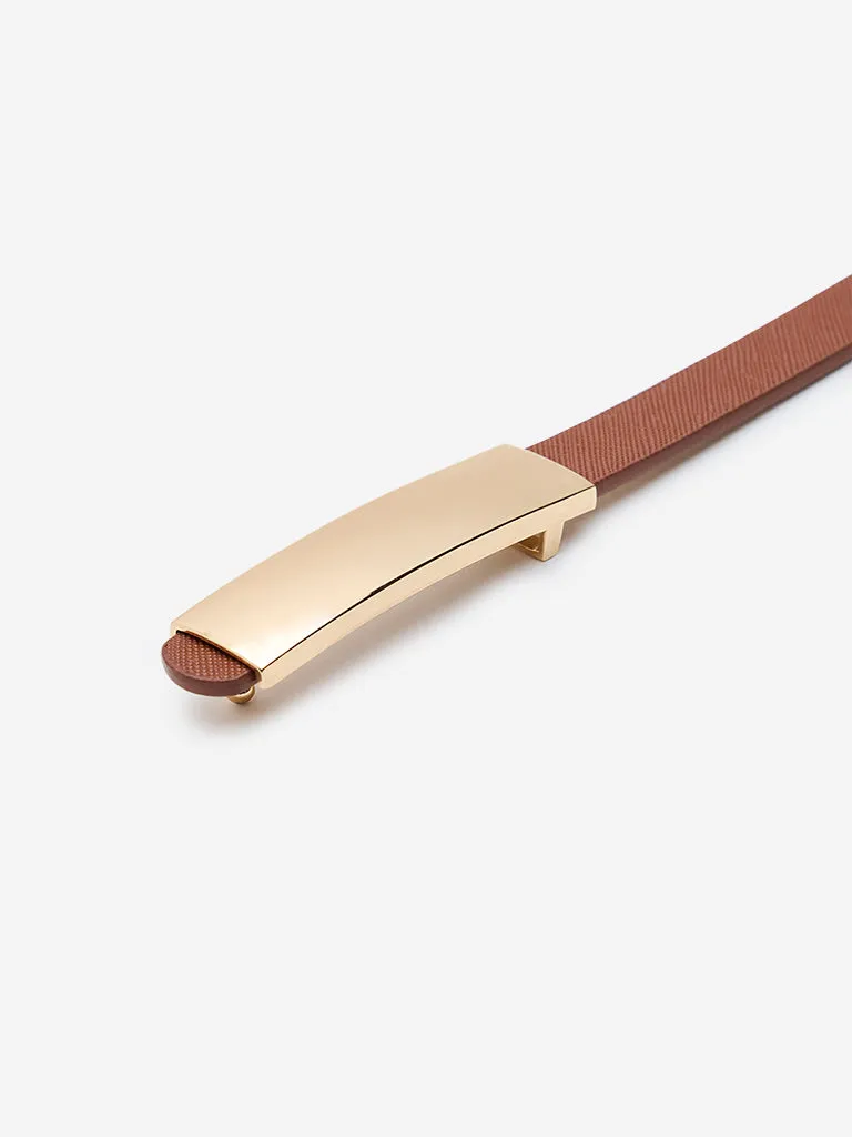 Westside Accessories Brown Plated Buckle Belt