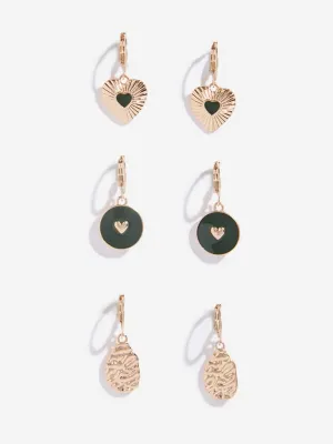 Westside Accessories Rose Gold Heart Design Hoop Earrings Set - Pack of 3