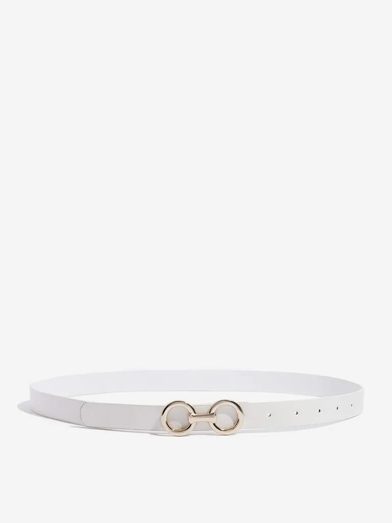 Westside Accessories White Chain Buckle Design Belt