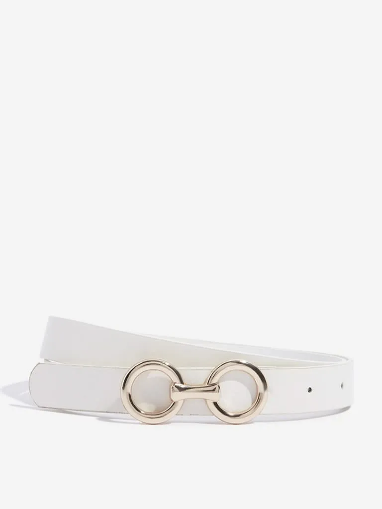 Westside Accessories White Chain Buckle Design Belt