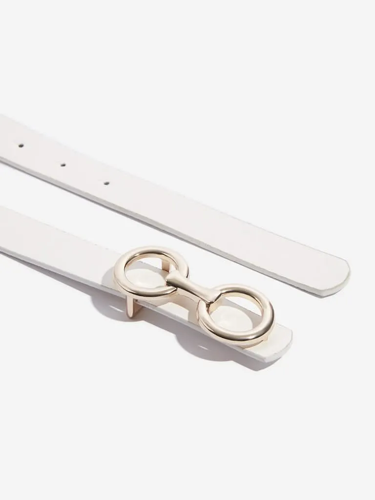 Westside Accessories White Chain Buckle Design Belt