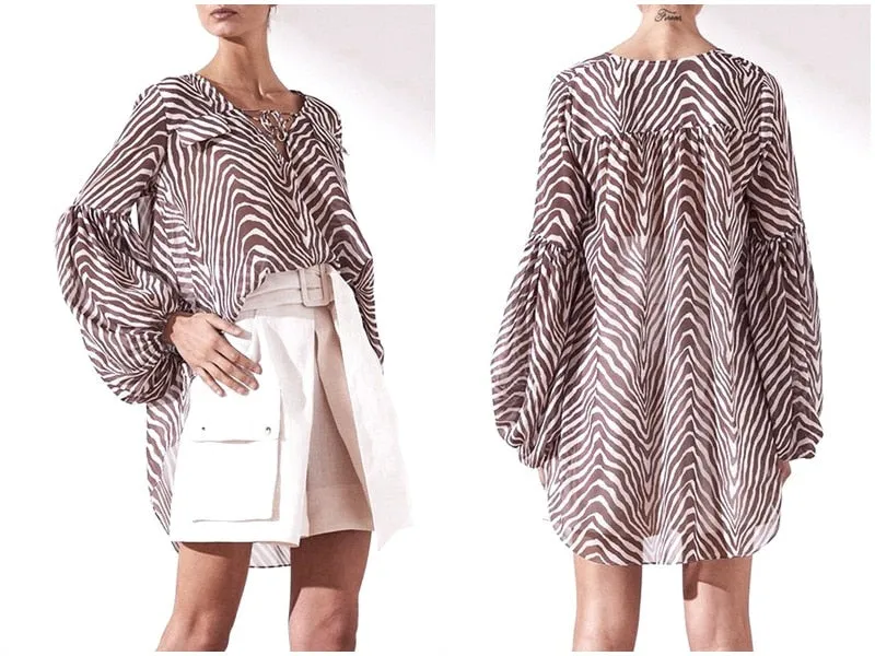 Women blouse shirt Zebra stripe