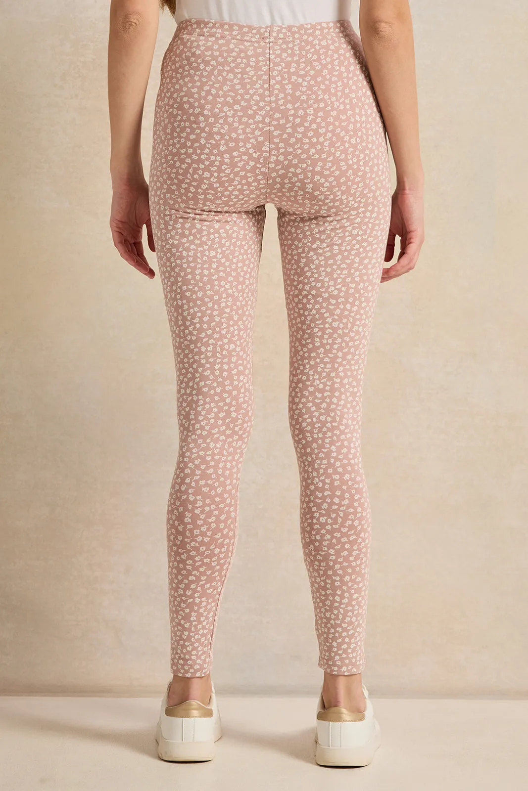 Women Pink Printed Leggings