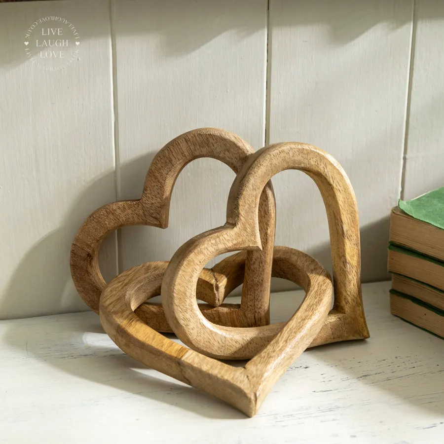 Wooden Intertwined Hearts – Rustic Shelf Sitter