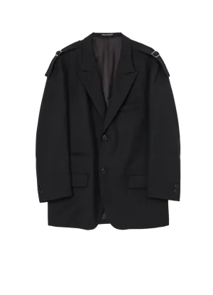 WOOL GABARDINE 2BS JACKET WITH SHOULDER ADJUSTER